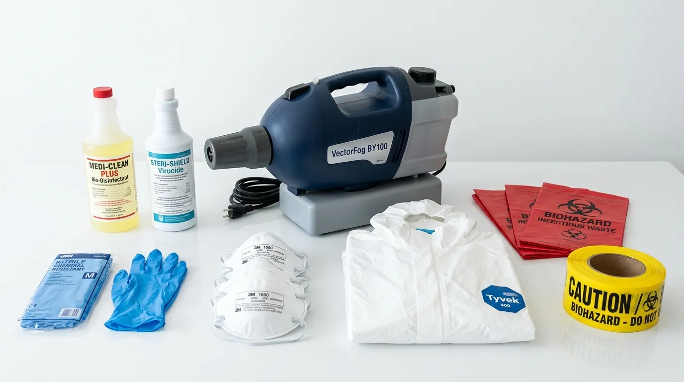 Professional biohazard remediation crew working in Pecan Plantation