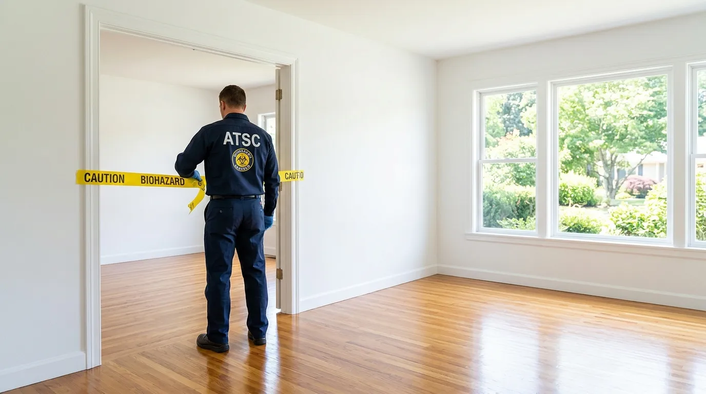 Certified biohazard cleanup crew performing Decomposition Cleanup in Pecan Plantation